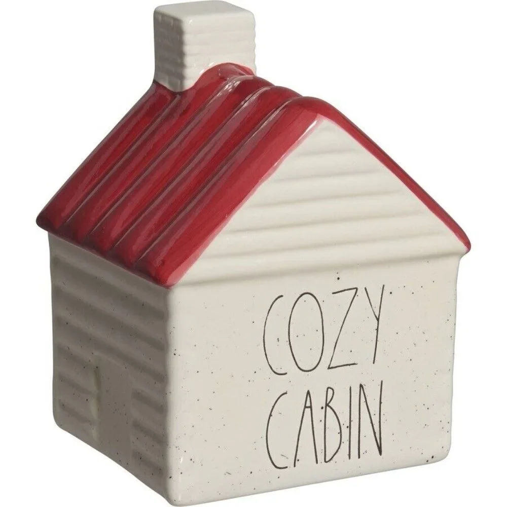 BRAND NEW Large Rae Dunn Country Camping Cabin Ceramic Table Decor Houses